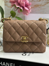 Load image into Gallery viewer, Chanel 22K Pre Fall/Winter 2022 Collection Dark Beige Caviar Aged GHW Coco First Mini Flap Bag
