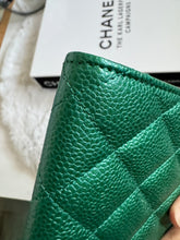 Load image into Gallery viewer, Chanel 18S Emerald Green Caviar LGHW Full size (8 inches) Sarah Flap Wallet
