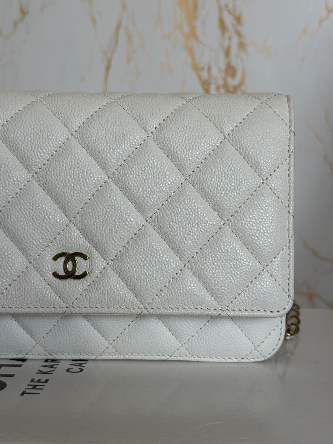 CHANEL White Caviar LGHW Classic Wallet on Chain (WOC) 2024