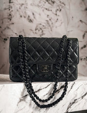 Load image into Gallery viewer, CHANEL So Black Glazed Calf Skin So Black Hardware series 30 Small classic double flap bag
