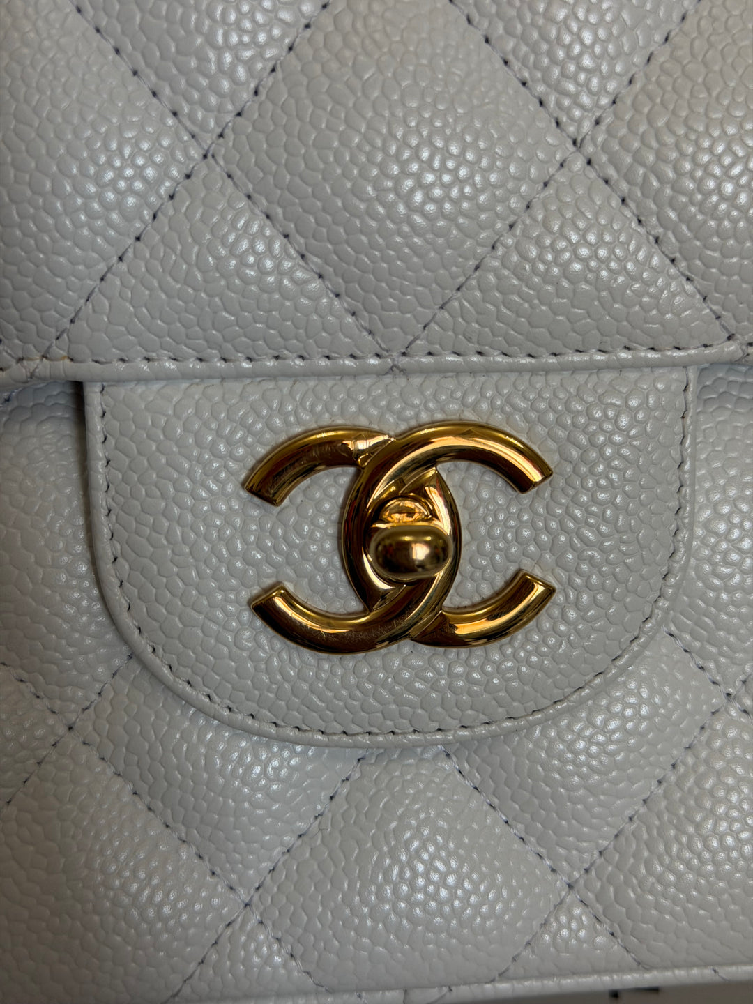 CHANEL White Caviar GHW Jumbo Double Flap Classic Bag 2010