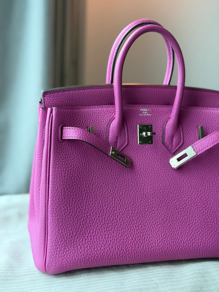 HERMÈS Rose Pourpre Togo Leather PHW Birkin 25 stamp C 2017