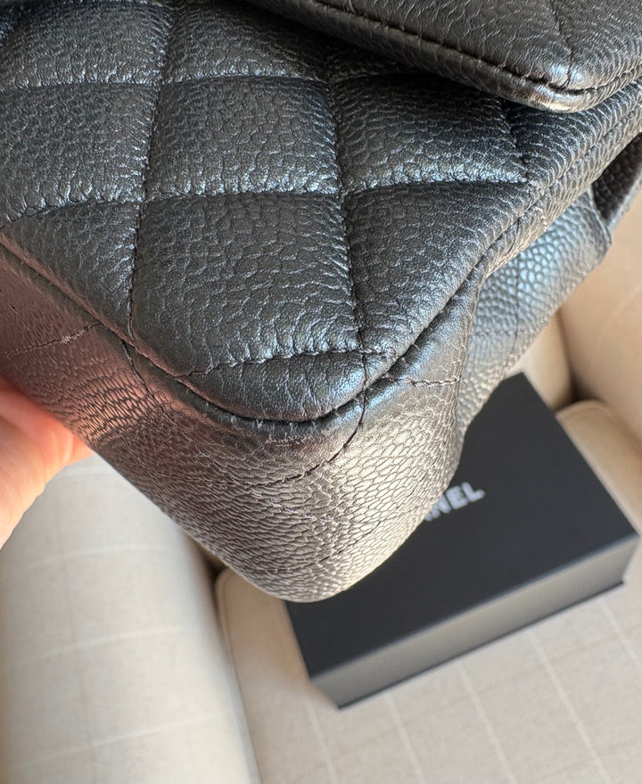 CHANEL series 25 18S iridescent pearly Grey caviar LGHW Mini Rectangular Flap Bag 2018