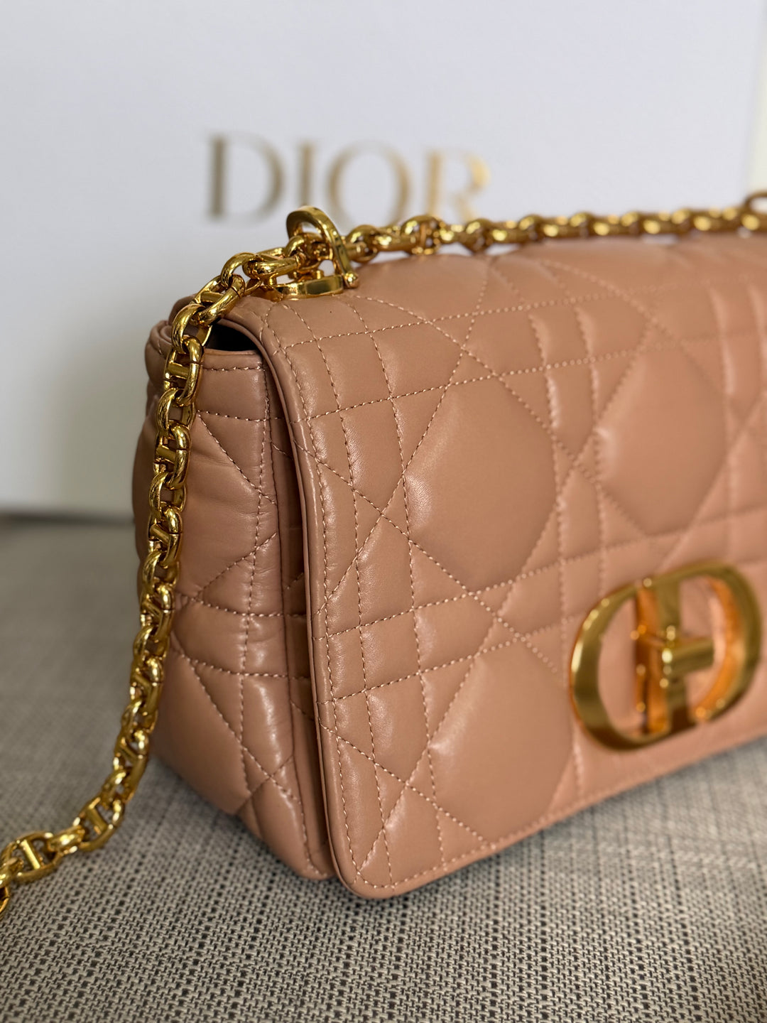 Dior Caro Flap Bag in Rose De Ven Calfskin GHW Medium 25 cms