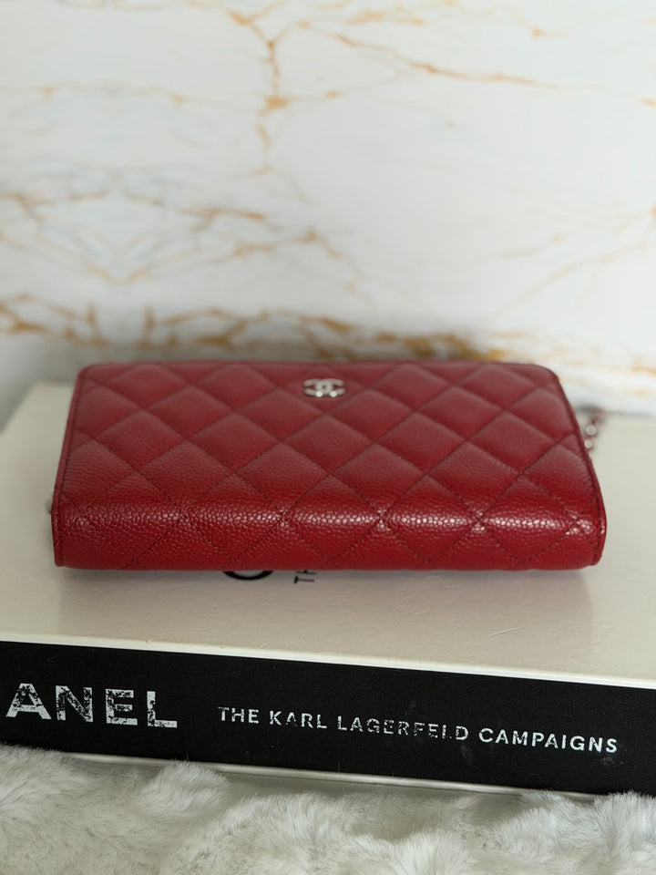 CHANEL series 19 Red Caviar Classic Wallet on chain (WOC) SHW 2014/2015