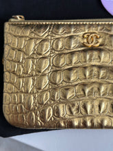 Load image into Gallery viewer, Chanel 19A Gold Calf skin Croc Embossed Mini O Case with Aged GHW
