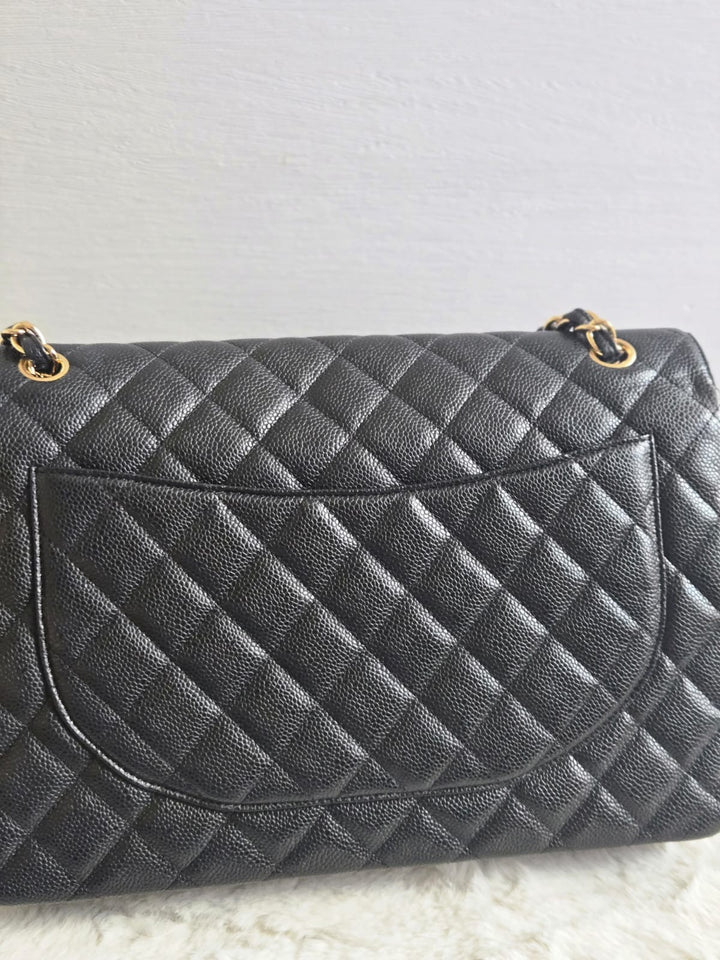 Chanel series 13 2010 Black Caviar Maxi Single Flap Bag with GHW