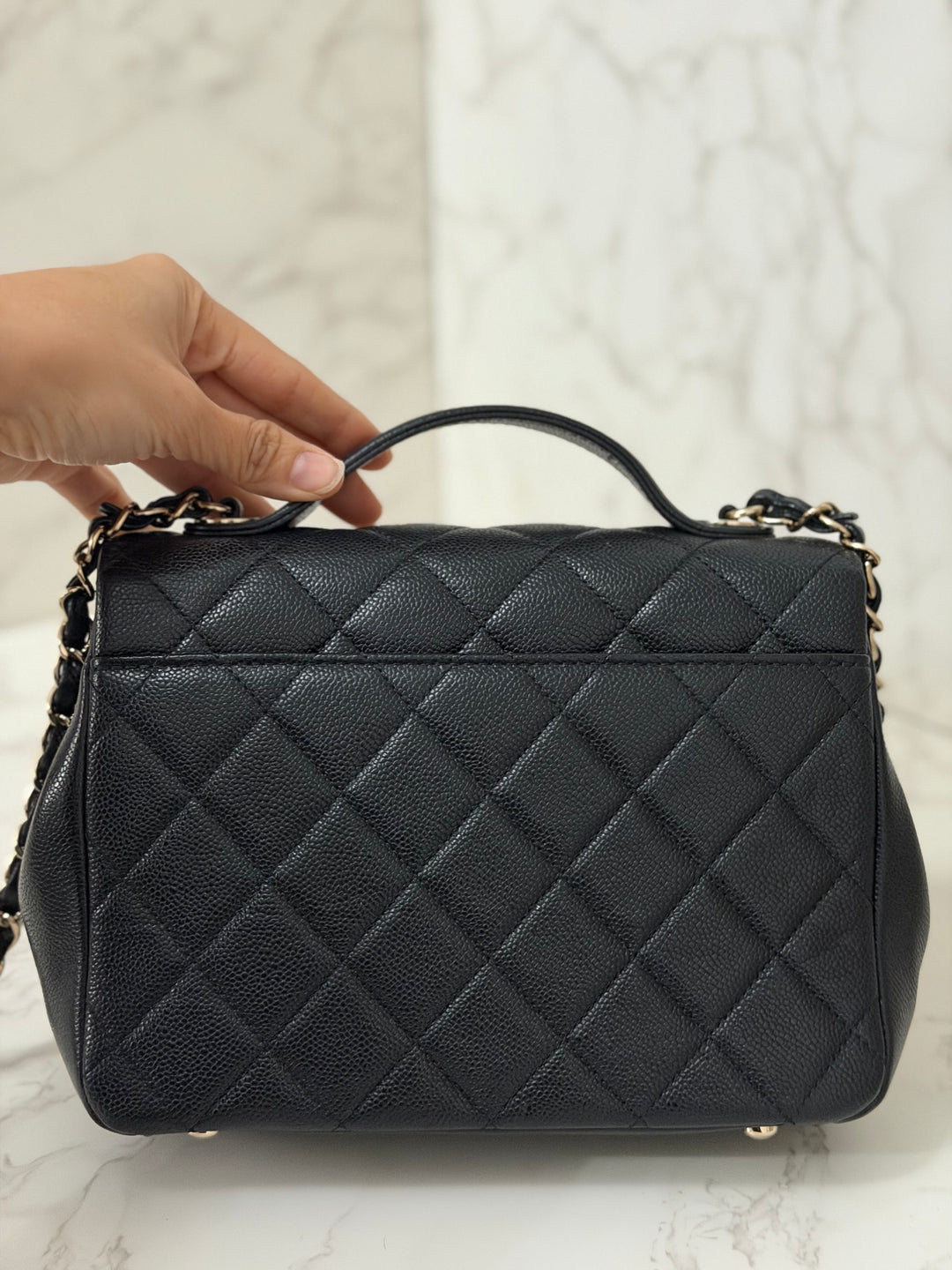 CHANEL Black Caviar LGHW Medium Business Affinity Flap Bag Microchipped