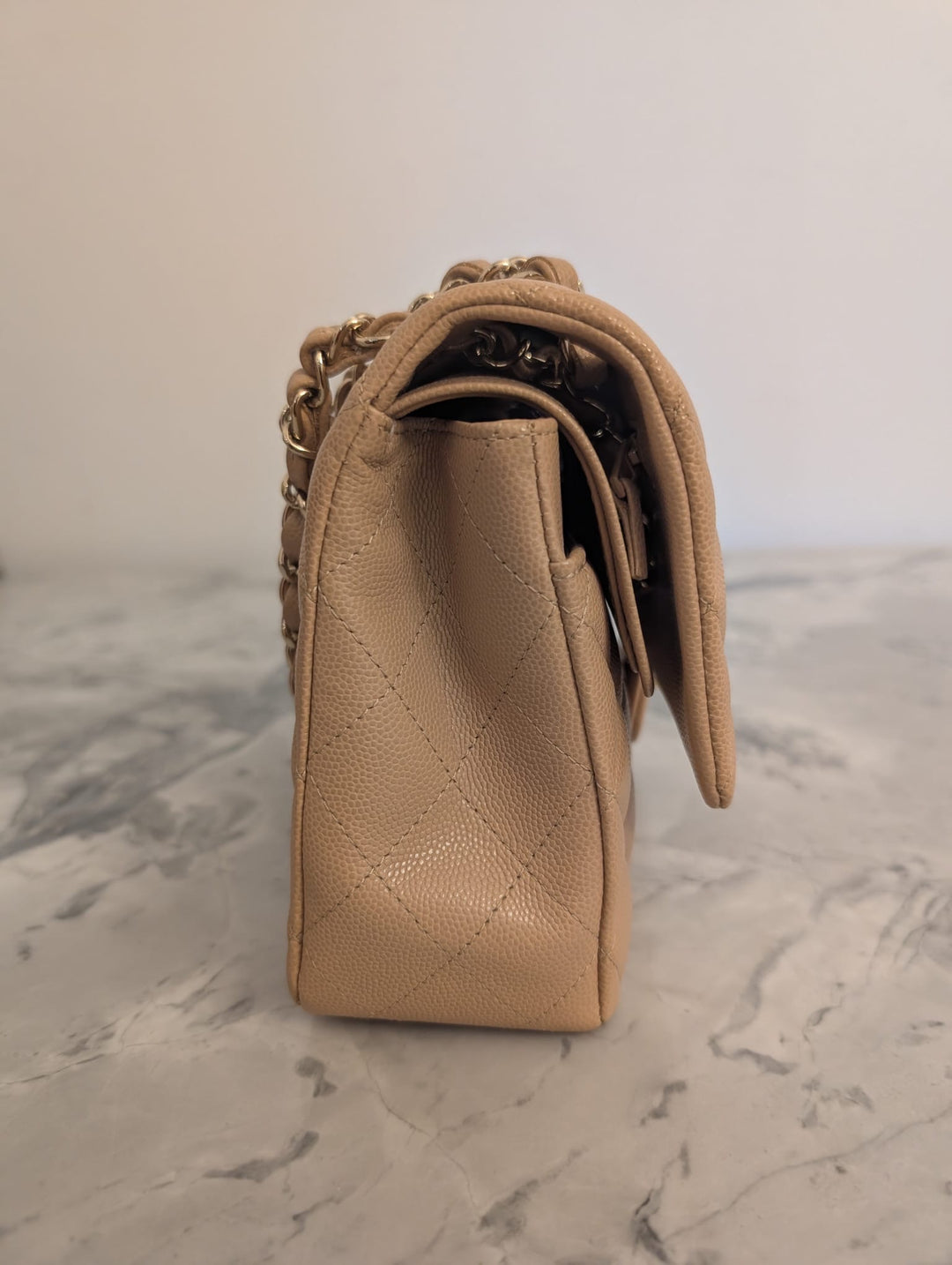 CHANEL series 28 19B collection Dark Beige Caviar LGHW Medium M/L Timeless Classic Double Flap Bag 11.12