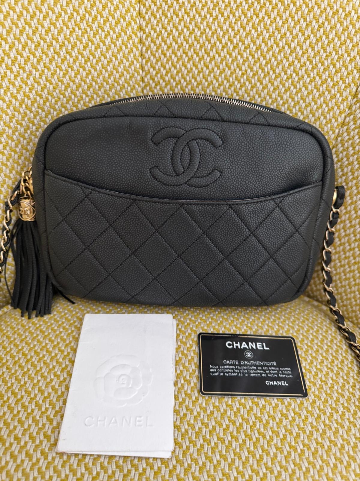 Chanel series 26 (2018) Black Camera Case Bag GHW with Tassel Size
