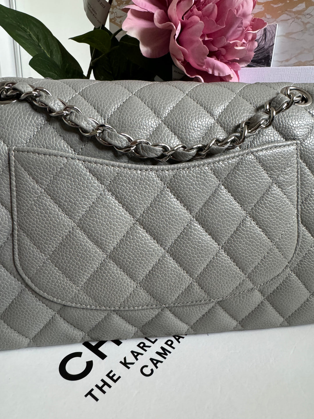 CHANEL series 19 Grey Caviar SHW Medium ML Double Flap Bag 14B collection 2014