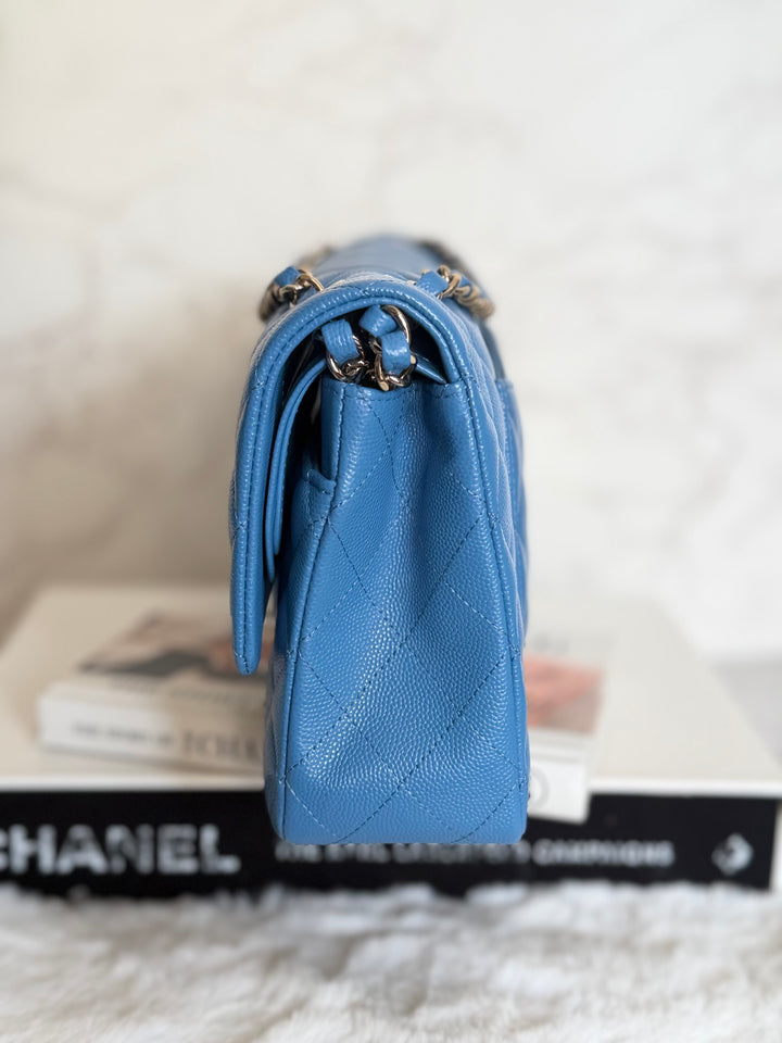Chanel series 30 2020 Blue Caviar LGHW Medium ML timeless Classic double Flap Bag