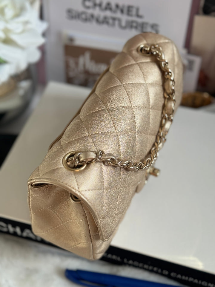 Chanel 21P series 31 Iridescent Gold Lambskin LGHW Mini Rectangular Flap Bag