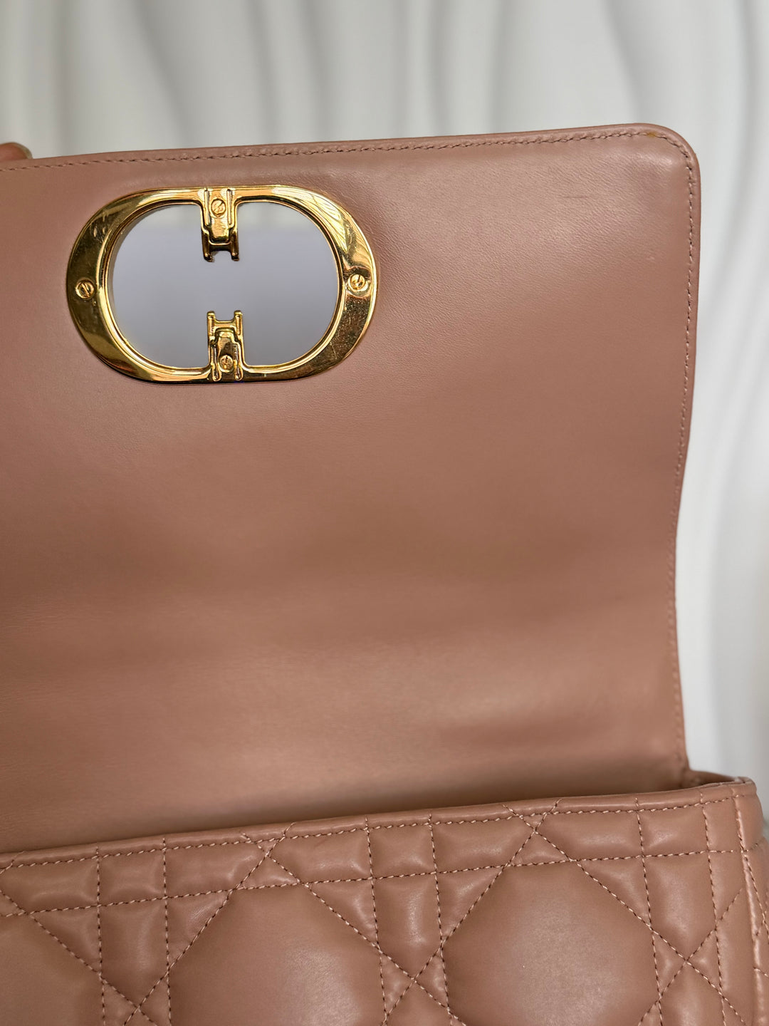 Dior Caro Flap Bag in Rose De Ven Calfskin GHW Medium 25 cms