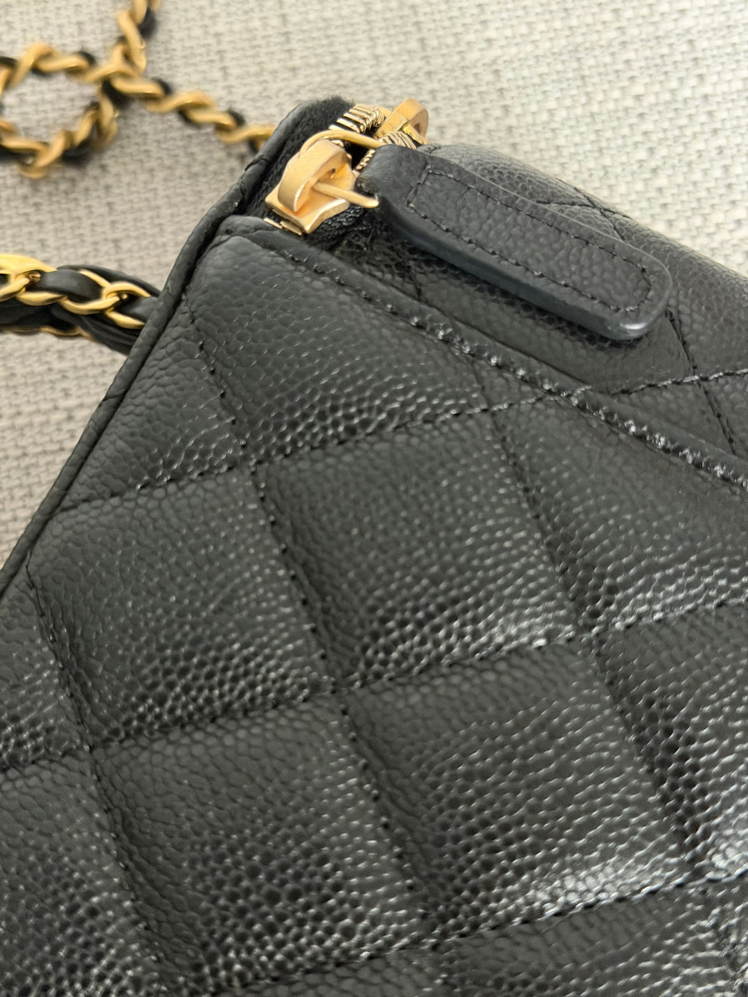 CHANEL Black Caviar Metal Top Handle Small Vanity with Chain 2025 Aged GHW