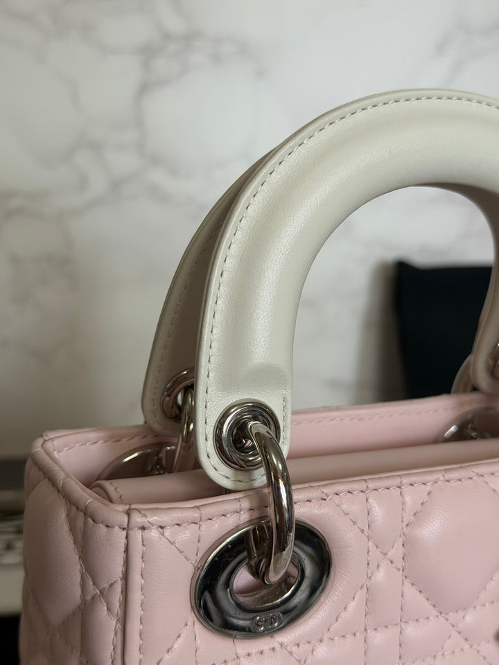 DIOR Mini Lady Dior Two Tone Latte and Rose Tendre SHW 2025