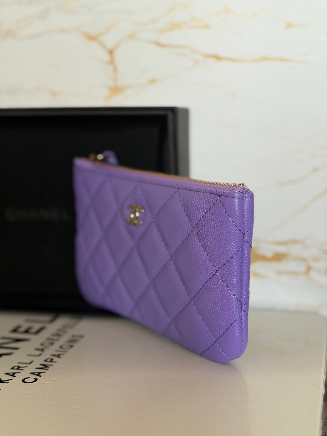 CHANEL series 28 20S purple caviar LGHW Mini O Case Pouch 15 cms