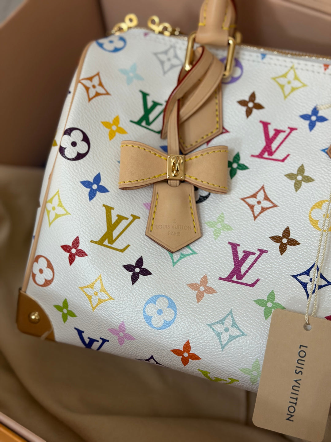 LOUIS VUITTON LV TM x LV Takashi Murakami Blanc White Multicolored Monogram canvas Speedy Bandouliere 25