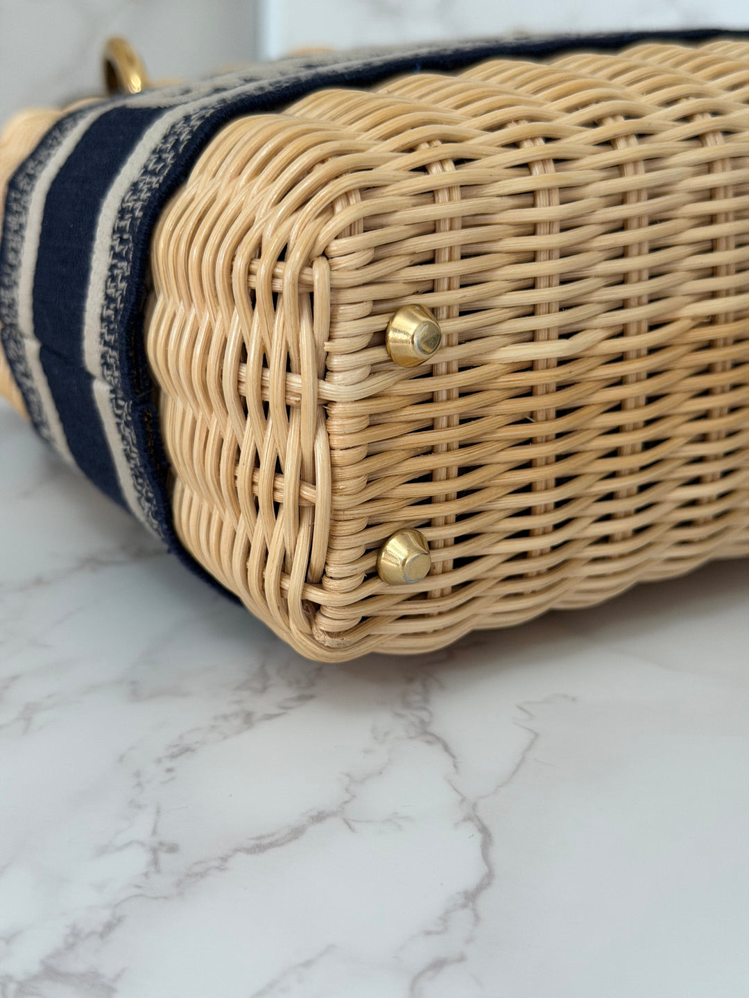 DIOR Lady Dior Wicker Bag Oblique Canvas in Black and Cream size Mini