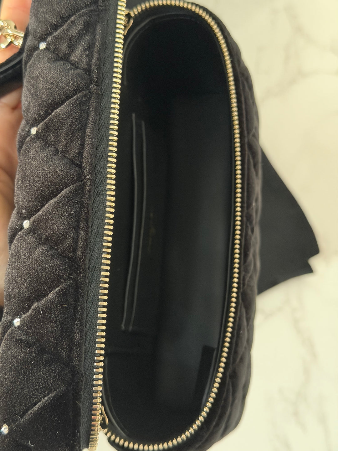 CHANEL 25K 2025 Black Velvet Diamanté Long Vanity with Detachable chain LGHW