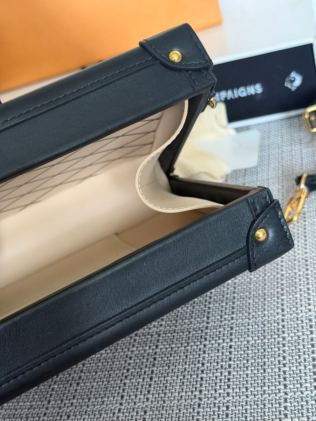 LOUIS VUITTON LV Petite Malle in Metal Black and Gold