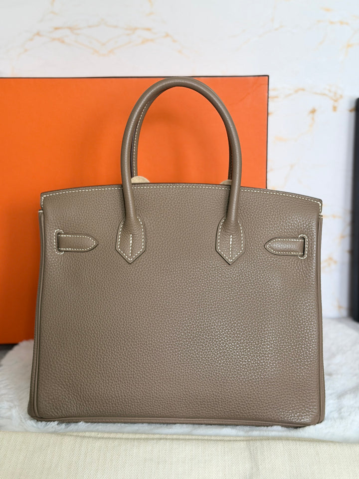 Hermès Etoupe Togo Leather PHW Birkin 30 Stamp A 2017