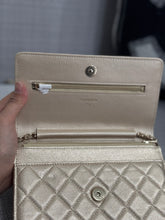 Load image into Gallery viewer, Chanel 21P 2021 Pre Spring/Summer Collection series 31 Iridescent Gold Lambskin Champagne GHW Classic Wallet on Chain (WOC)
