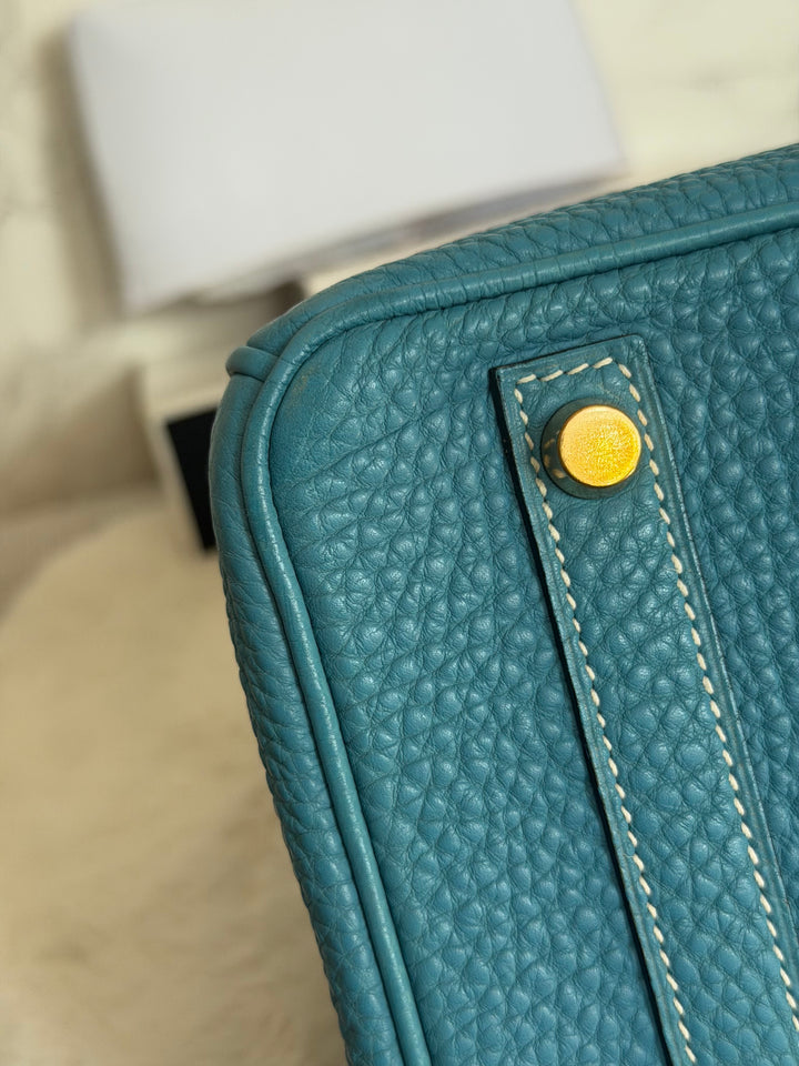 HERMÈS Bleu Jean Togo Leather GHW Birkin 30 Stamp H in Sq 2004