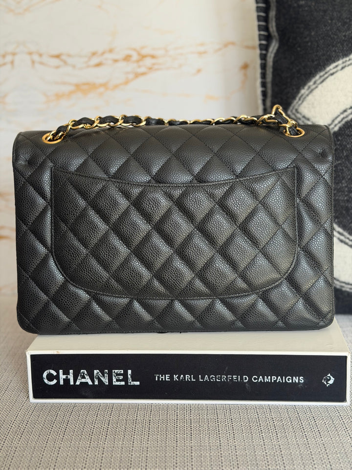 CHANEL series 15 Black Caviar GHW Jumbo Timeless Classic Double Flap Bag 2011