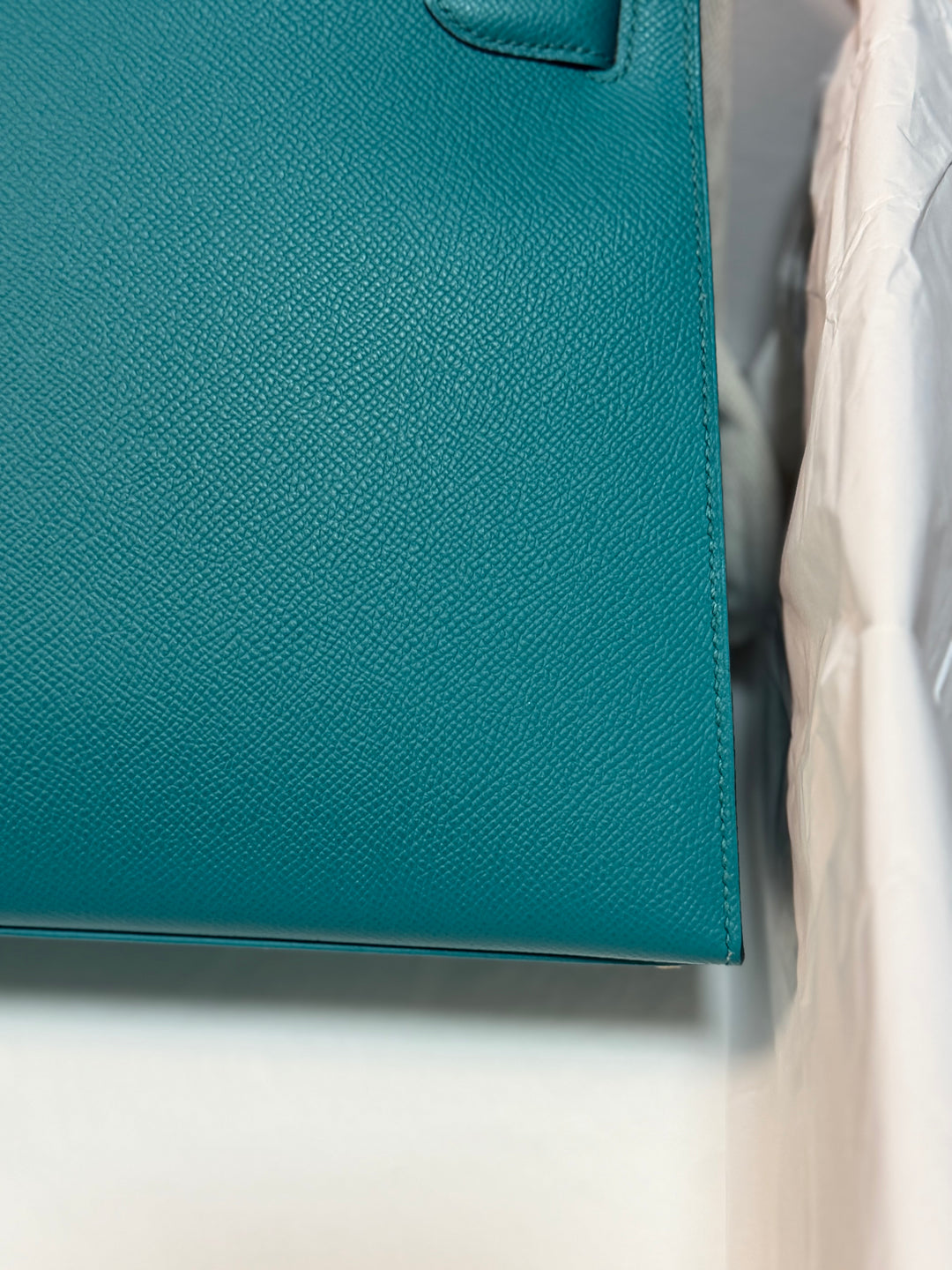 Hermes Kelly 28 Sellier Epsom Leather SO Bleu Paon GHW Stamp D 2019
