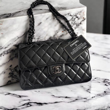 Load image into Gallery viewer, CHANEL So Black Glazed Calf Skin So Black Hardware series 30 Small classic double flap bag

