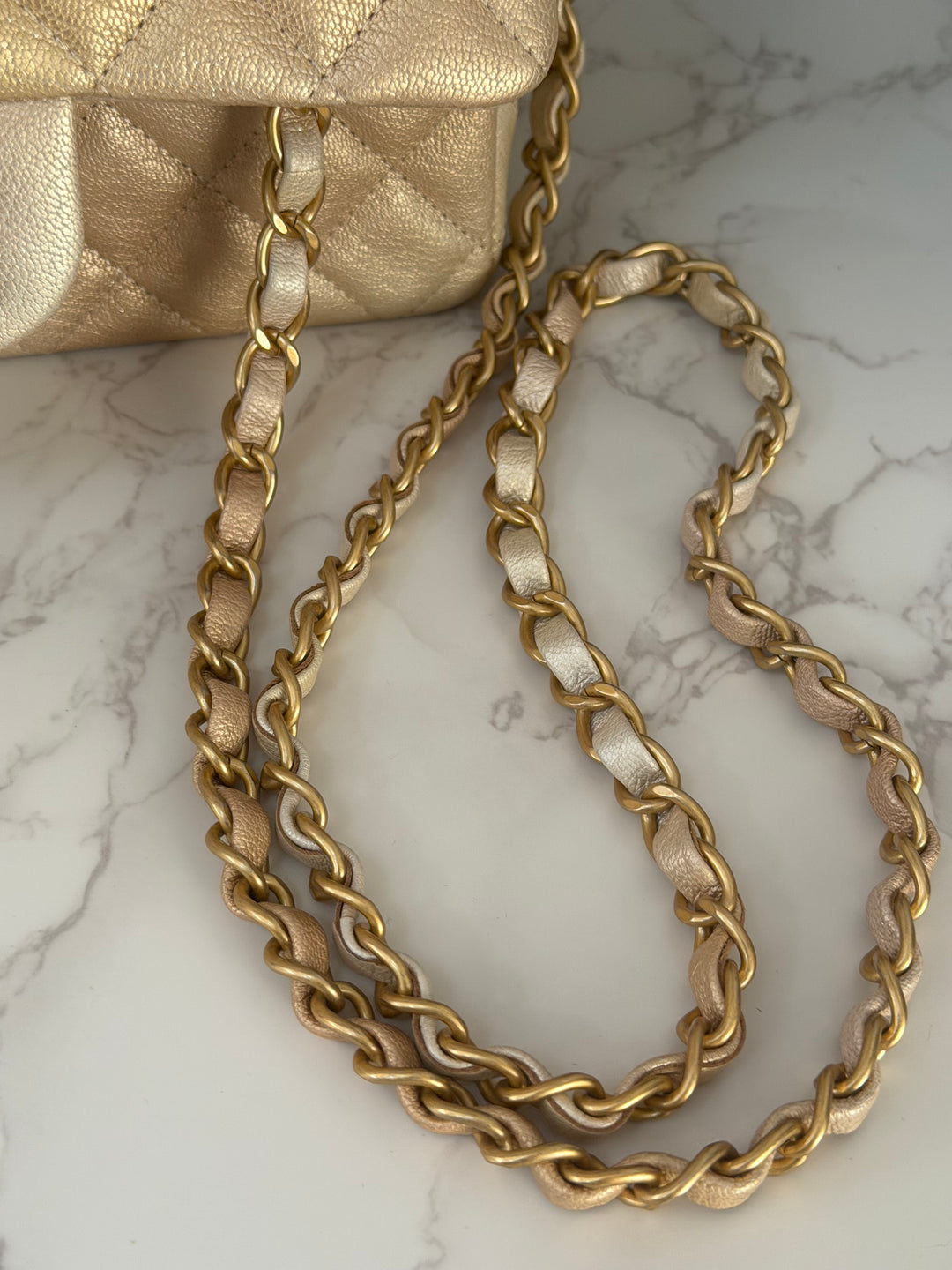 CHANEL 22P Gold Silver Ombré Goat skin Mini Rectangular Flap Bag with Aged GHW 2022