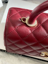 Load image into Gallery viewer, Chanel 21A 2021 Fall/Winter collection Burgundy caviar LGHW Coco Handle Flap Bag size Small with detachable Shoulder Strap
