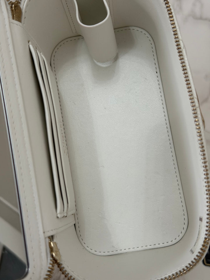 CHANEL 22S Collection 2022 Pick Me Up White Caviar Small Vanity Case with Metal Top Handle GHW