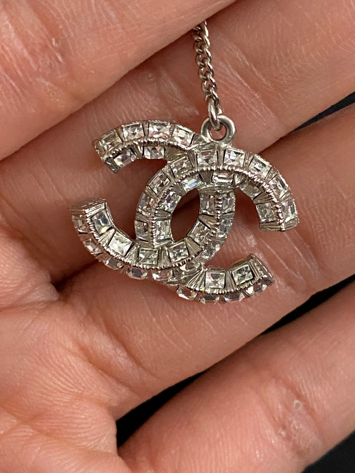 Chanel Crystal Earrings Silver Hardware