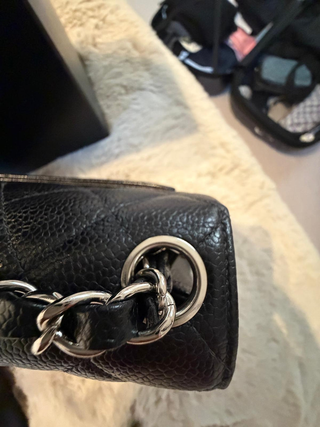 CHANEL series 9 Black Caviar SHW Vintage Mini Flap Bag