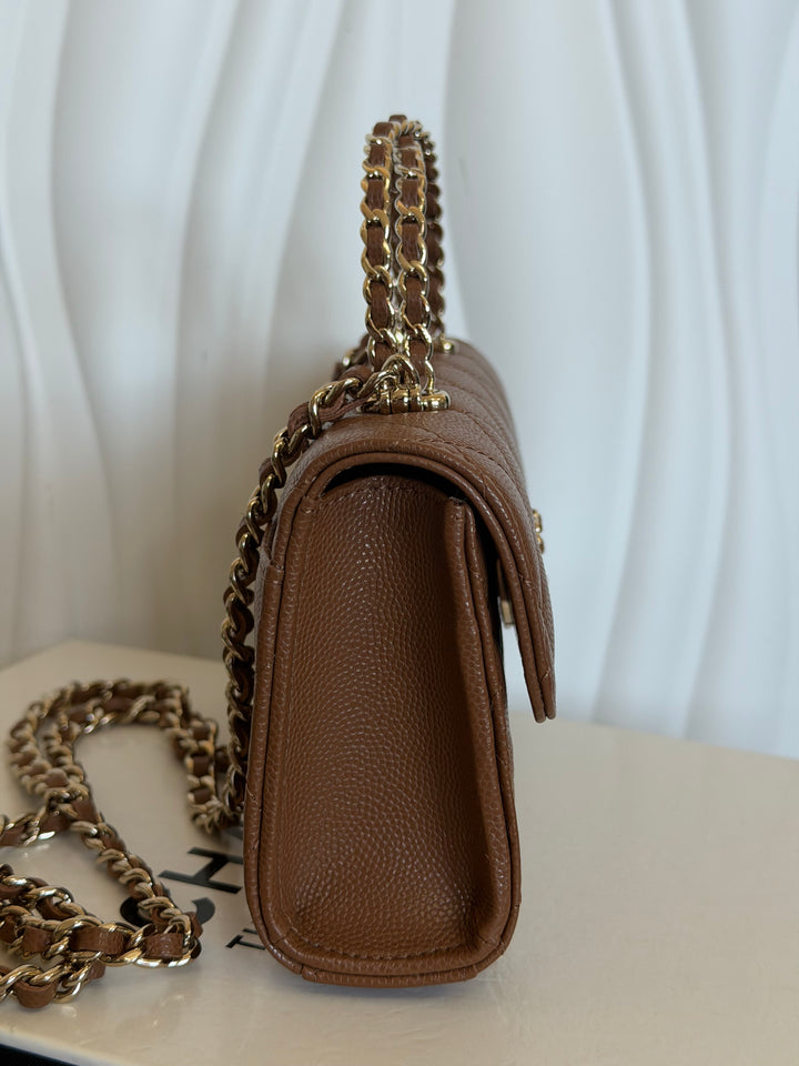 CHANEL 26P Brown Caviar LGHW Top Handle Vanity