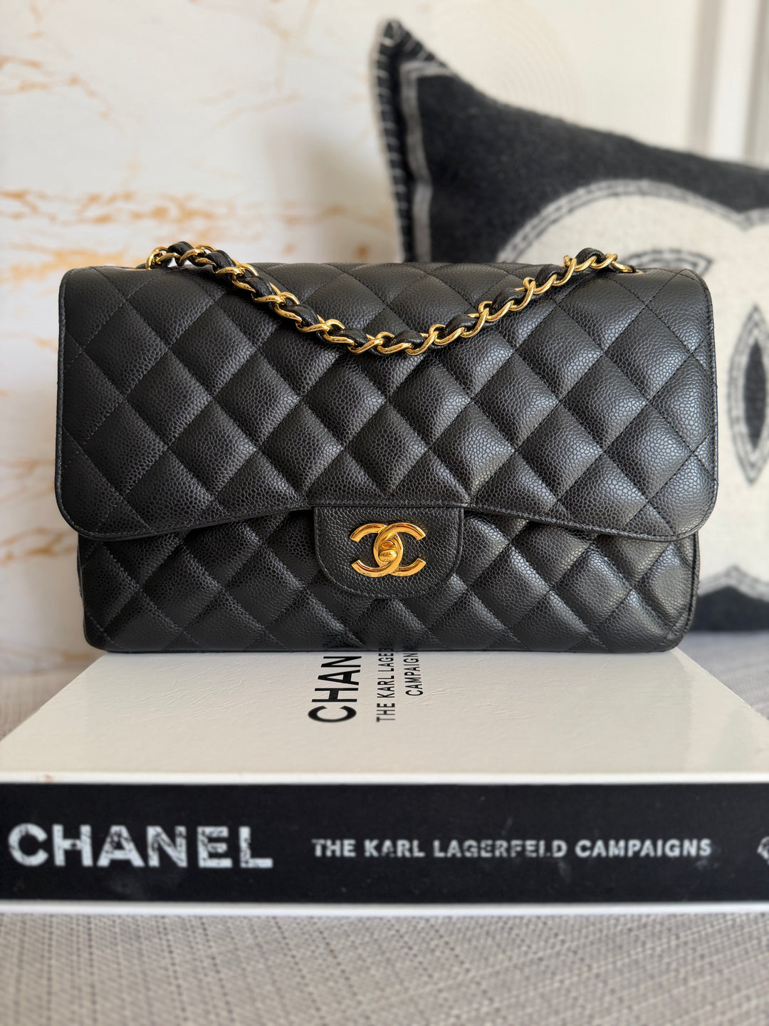 CHANEL series 15 Black Caviar GHW Jumbo Timeless Classic Double Flap Bag 2011
