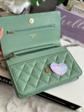 Load image into Gallery viewer, Chanel 23P Tiffany Green Caviar LGHW Classic Wallet on Chain (WOC)
