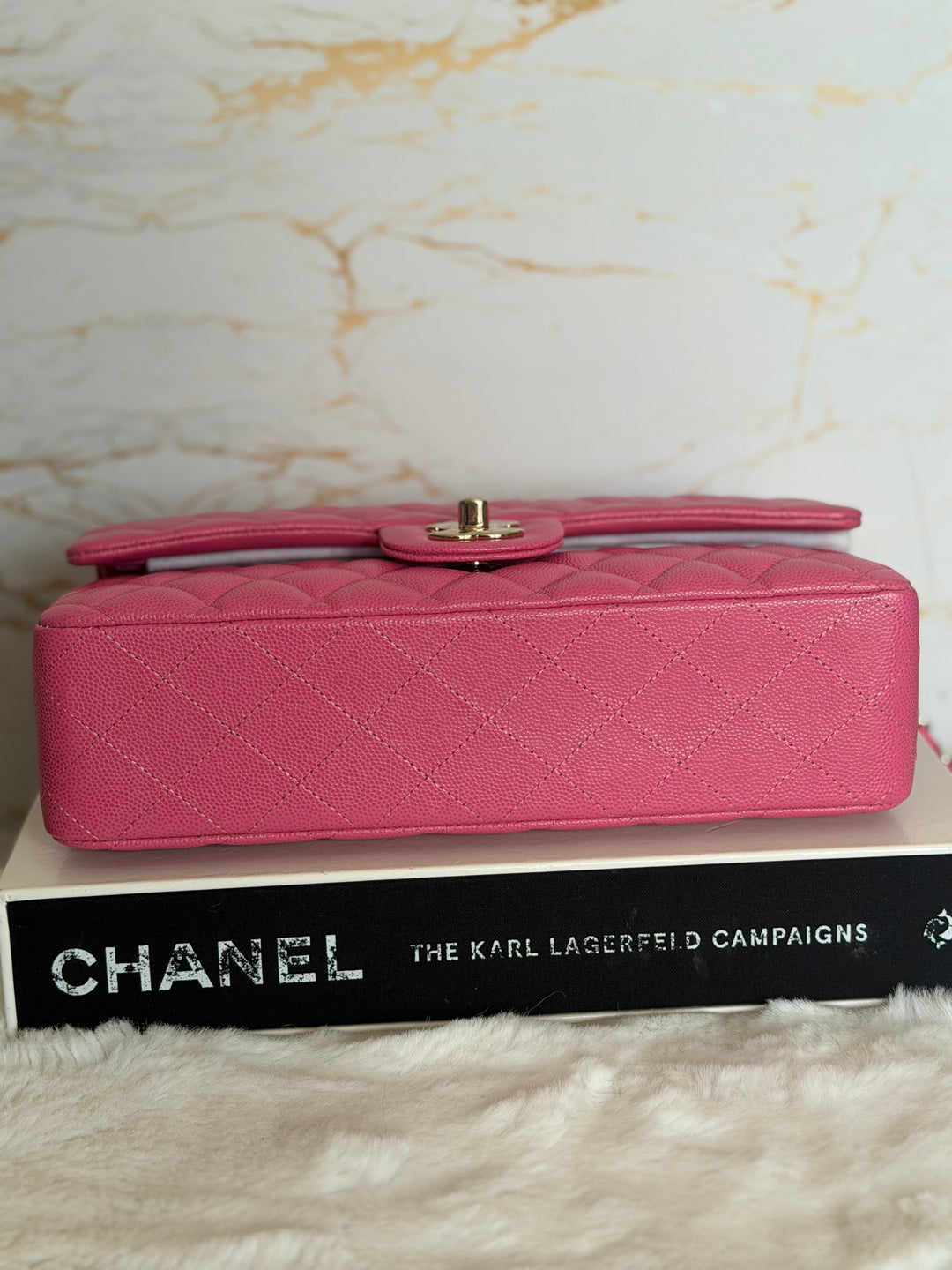 CHANEL series 27 19C Barbie Pink Caviar LGHW 11.12 Medium M/L Timeless Classic Double Flap Bag