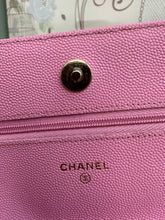 Load image into Gallery viewer, Chanel 23P Pink Caviar Mauve undertone Classic Wallet on chain (WOC) with champagne GHW
