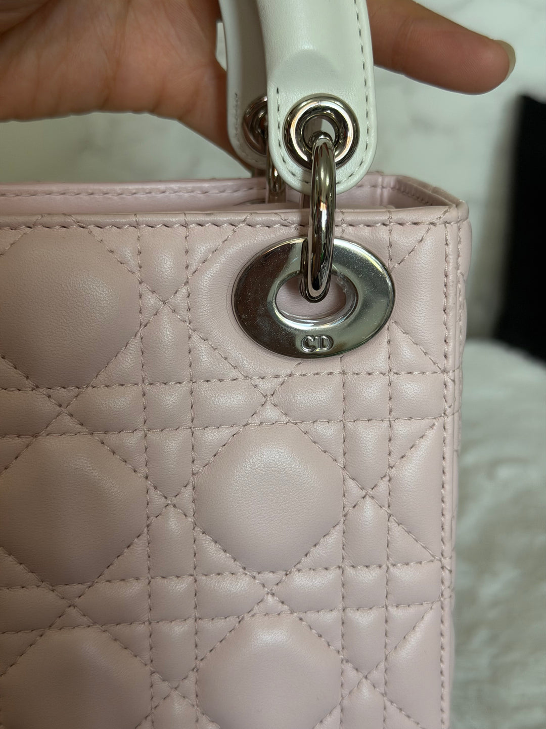 DIOR Mini Lady Dior Two Tone Latte and Rose Tendre SHW 2025