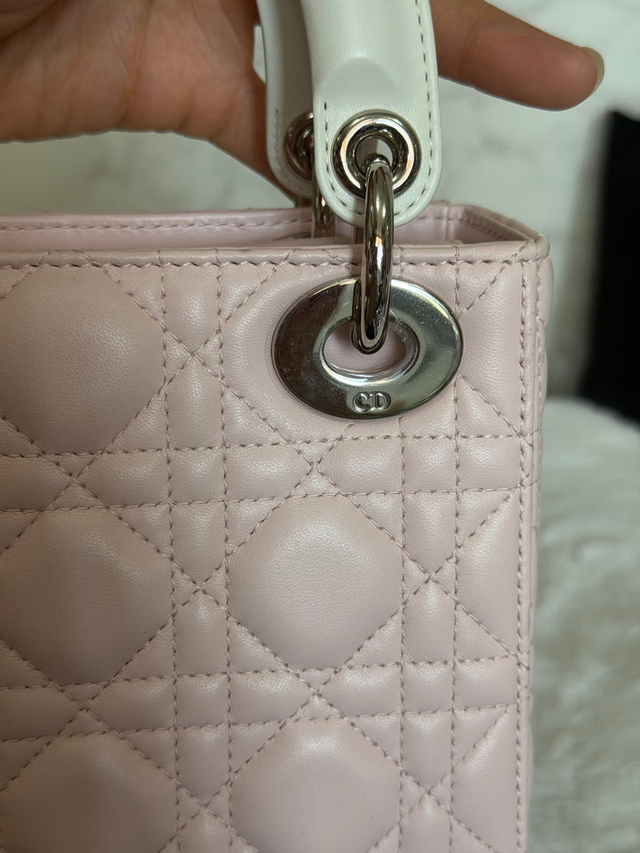 DIOR Mini Lady Dior Two Tone Latte and Rose Tendre SHW 2025