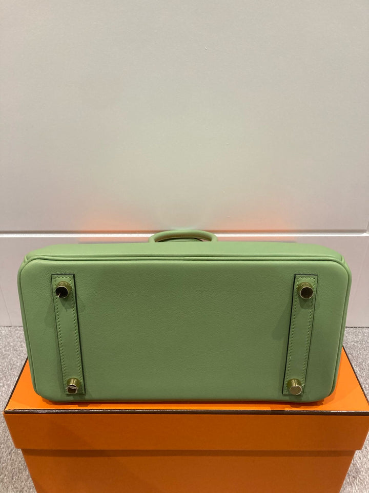 Hermes Birkin 25 Swift leather Vert criquet colour GHW stamp Y (2020)