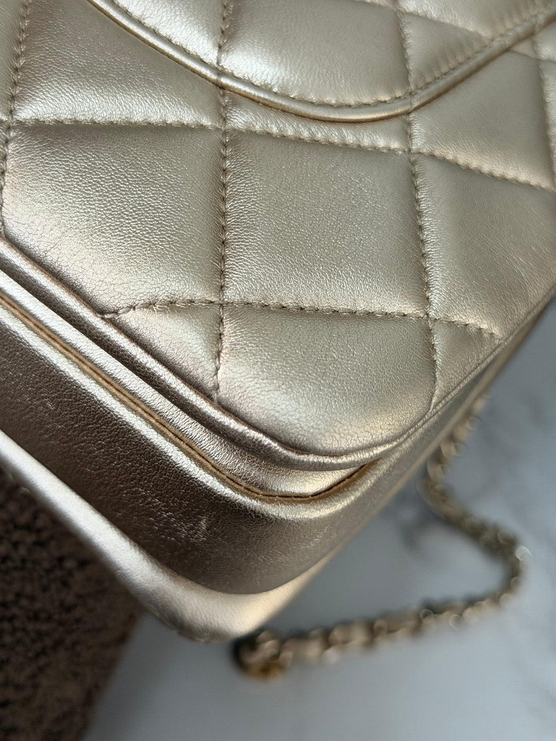 CHANEL series 30 Metallic Gold Lambskin LGHW Trendy CC top Handle Bag with non detachable Strap size SMALL 2020