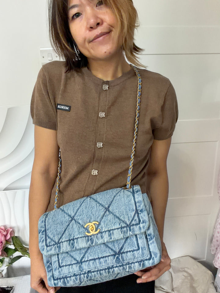 CHANEL 25K collection 2025 Blue Denim Large Flap Bag