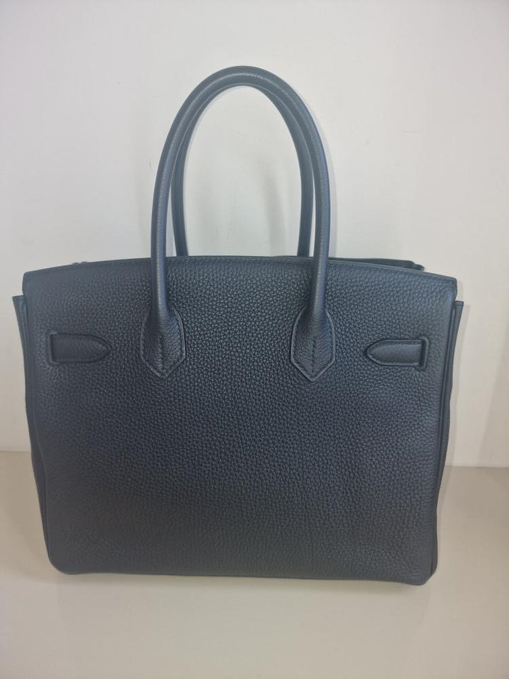 HERMES Noir/Black Togo Leather RGHW Birkin 30 Stamp D 2019