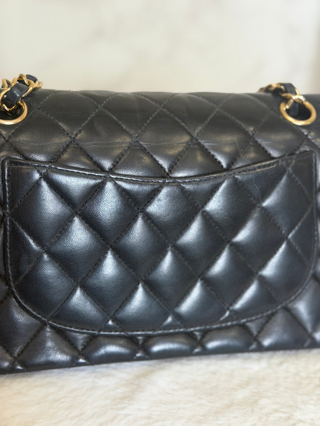 CHANEL Vintage series 11 Black Lambskin 24K GHW Small Timeless Classic Double Flap Bag