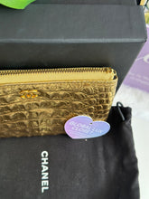 Load image into Gallery viewer, Chanel 19A Gold Calf skin Croc Embossed Mini O Case with Aged GHW
