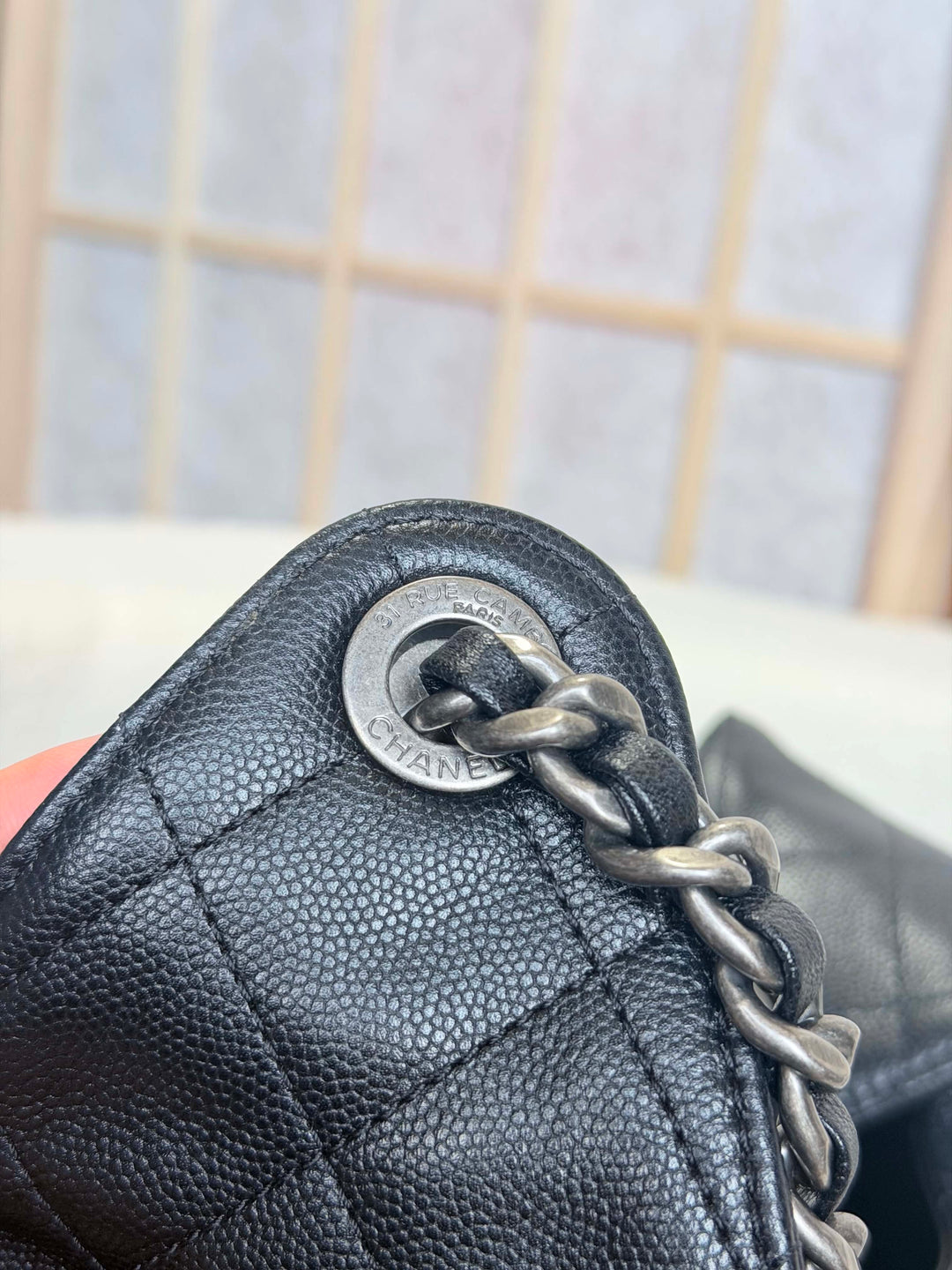 CHANEL Black Caviar Ruthenium Hardware 25 Hobo Bag size SMALL